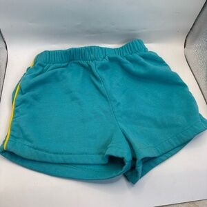 Teal Yellow Side Stripe Shorts Size 7 Elastic Waist Athletic Retro‎